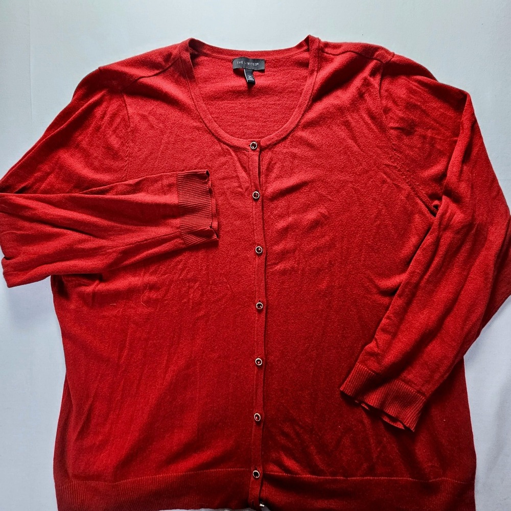 The Limited Red Button Front Cardigan Sweater Rhinestone Buttons Plus Size 3X